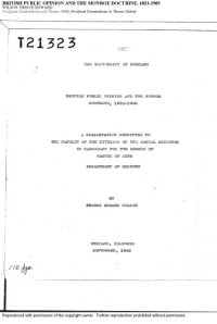 cover of the book BRITISH PUBLIC OPINION AND THE MONROE DOCTRINE, 1823-1905