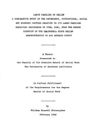 cover of the book Large families on relief: A comparative study of the dependency, occupational, social and economic factors relating to 173 large families receiving assistance in June, 1940, from the Harbor District of the California State Relief Administration in Los Ang