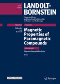 cover of the book  Magnetic Properties of Paramagnetic Compounds: Magnetic Susceptibility Data – Part 3