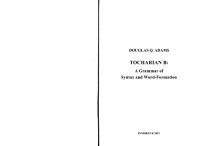 cover of the book Tocharian B: a grammar of syntax and word-formation