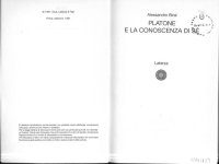 cover of the book Platone e la conoscenza di sé