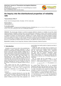 cover of the book An Inquiry into the Distributional Properties of Reliability Rate