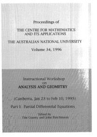 cover of the book Instructional workshop on analysis and geometry (Canberra, Jan 23 to Feb 10, 1995). Part I: Partial differential equations