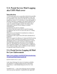 cover of the book U.S. Postal Service Mail Logging aka USPS Mail cover