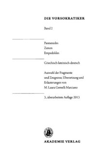 cover of the book Die Vorsokratiker Band 2: Parmenides, Zenon, Empedokles