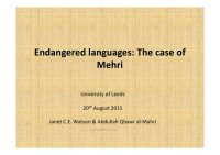 cover of the book Endangered languages: The case of Mehri