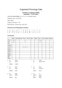 cover of the book Organised Phonology Data. Orokaiva Language [ORK]. Popondetta – Oro Province