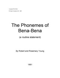 cover of the book The phonemes of Bena-Bena (a routine statement)