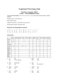 cover of the book Organised Phonology Data. Benabena Language [BEF]. Goroka – Eastern Highlands Province