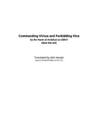 cover of the book Commanding Virtue and Forbidding Vice - Translation