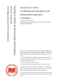 cover of the book La  distinzione  dei  generi  nel  nome  antico-egiziano  e  semitico