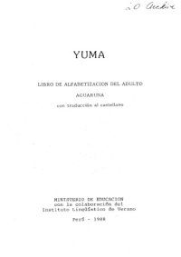 cover of the book Yuma. Libro de alfabetizacion del adulto aguaruna