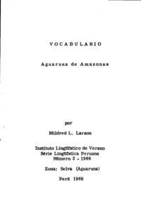 cover of the book Vocabulario Aguaruna de Amazonas (Chicham/ Shíbaro)