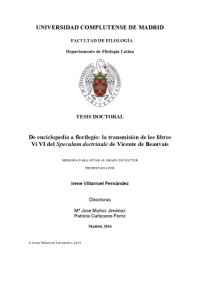 cover of the book De enciclopedia a florilegio: la transmisión de los libros V i VI del Speculum doctrinale de Vicente de Beauvais