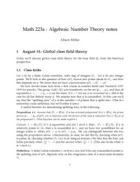 cover of the book Math 223a : Algebraic Number Theory notes