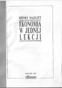 cover of the book Ekonomia w jednej lekcji