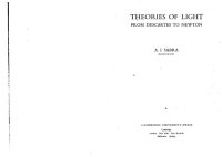 cover of the book Theories of Light - From Descartes to Newton