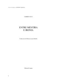 cover of the book Entre mentira e ironía