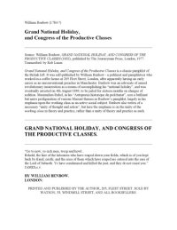 cover of the book Grand National Holiday, and Congress of the Productive Classes