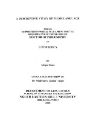 cover of the book A descriptive study of Phom language