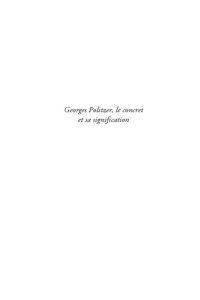 cover of the book Georges Politzer, le concret et sa signification