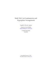 cover of the book Math 7410: Lie Combinatorics and Hyperplane Arrangements