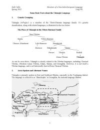 cover of the book Some Basic Facts about the Tshangla Language