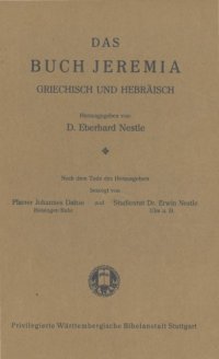 cover of the book Das Buch Jeremia. Griechisch und Hebräisch