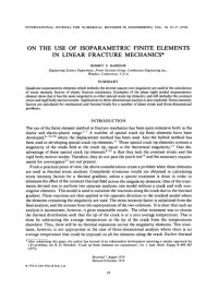 cover of the book On the Use of Isoparametric Finite Elements in Linear Fracture Mechanics