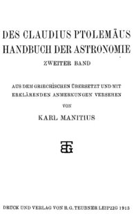 cover of the book Des Claudius Ptolemäus Handbuch der Astronomie.