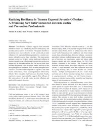 cover of the book Realizing Resilience in Trauma Exposed Juvenile Offenders: A Promising New Intervention for Juvenile Justice and Prevention Professionals