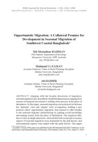 cover of the book Opportunistic Migration: A Collateral Promise for Development in Seasonal Migration of Southwest Coastal Bangladesh [article]