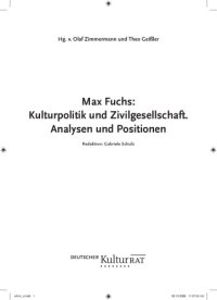 cover of the book Max Fuchs: Kulturpolitik und Zivilgesellschaft. Analysen und Positionen