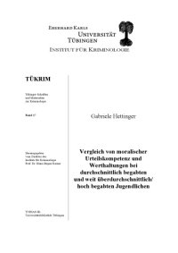 cover of the book Vergleich von moralischer Urteilskompetenz und Werthaltungen bei durchschnittlich begabten und weit überdurchschnittlich / hoch begabten Jugendlichen