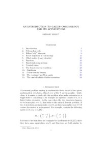 cover of the book An introduction to Galois cohomology and its applications