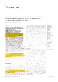 cover of the book Influence of environmental factors on mental health within prisons:focus group study [article]