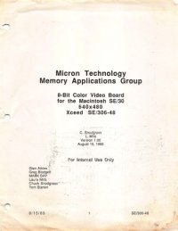 cover of the book Micron Technology Memory Applications Group. 8-Bit Color Video Board for the Macintosh SE/30 640x480 Xceed  SE/306-48