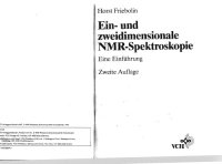 cover of the book Ein- und zweidimensionale NMR-Spektroskopie : eine Einführung