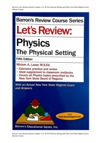 cover of the book Barron’s Lets Review Physics Chapter 1 to 10 The Physical Setting with New York State Regents Exam Miriam A Lazar