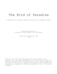 cover of the book The Bird of Paradise - A Manuscript of Channeled Material received by a Telepathic Channel - Presentation Folder for potential Literary Agent(s) & Publishers