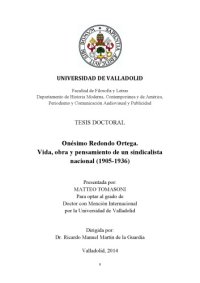 cover of the book Onésimo Redondo Ortega. Vida, obra y pensamiento de un sindicalista nacional (1905-1936)