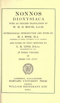 cover of the book Nonnos. Dionysiaca, Volume II: Books 16-35.