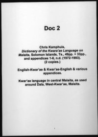 cover of the book Dictionary of the Kwaraʼae language on Malaita, Solomon Islands