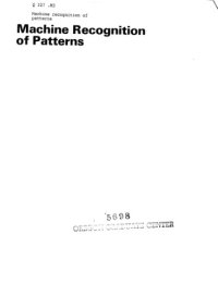 cover of the book Machine Recognition of Patterns