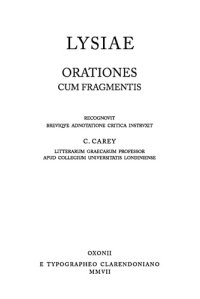 cover of the book Lysiae Orationes cum fragmentis