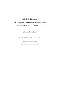 cover of the book Maß und Integral - Lösungshandbuch