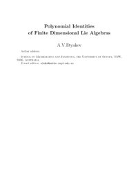 cover of the book Polynomial identities of finite dimensional Lie algebras