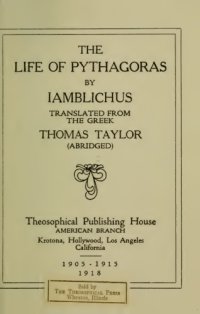 cover of the book THE LIFE OF PYTHAGORAS BY IAMBLICHUS, ABRIDGED