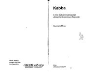 cover of the book Kabba: A Nilo-Saharan Language of the Central African Republic