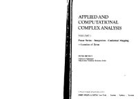 cover of the book Applied and Computational Complex Analysis - Vol 1: Power Series, Integration, Conformal Mapping, Location of Zeros